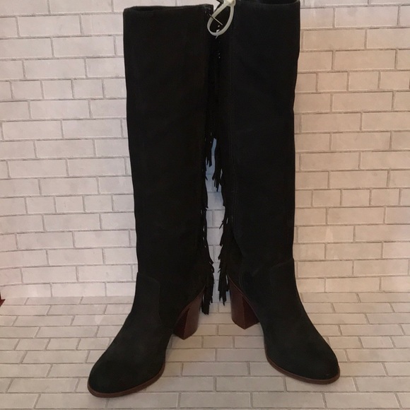 Gianni Bini “Back Drop” fringe black suede boots - Picture 2 of 8